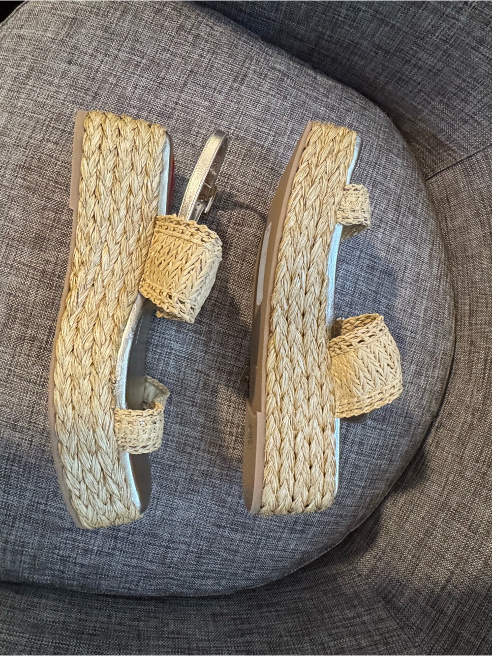 Roger Vivier Beige Woven Raffia Platform Sandals with Rhinestone Buckle - Picture 8 of 10